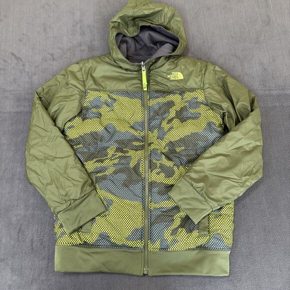 The North Face Green Camo Reversible Yukon Winter Jacket Coat Boy Youth Large - Picture 1 of 9